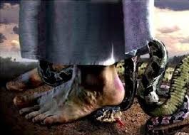 Jesus treads on the serpent